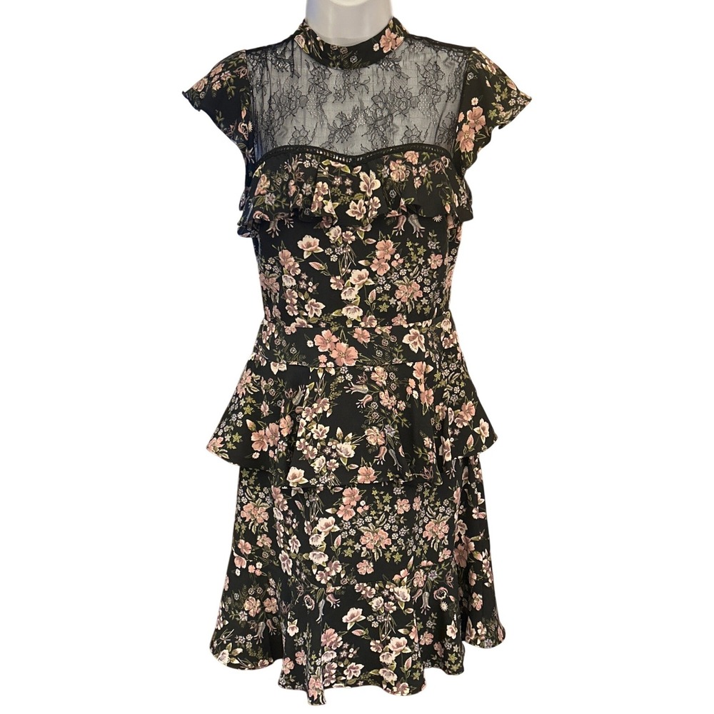 Modern One One Six Floral Mini Dress Cottagecore Romantic D-1515-HN XS Peplum